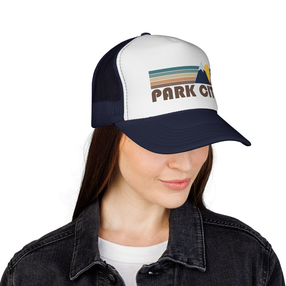 Park City, Utah Retro Mountains Trucker Hat - Vintage Style Park City Cap