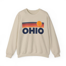 Ohio Sweatshirt Retro Sun Unisex - Vintage Ohio Inspired Warm Pullover Jumper