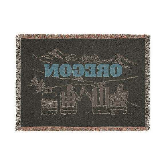 Oregon Ski Town Throw Blanket | Mountain Woven Blanket
