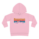 Bozeman Toddler Hoodie - Retro Mountain Sun Unisex Bozeman Toddler Sweatshirt-4