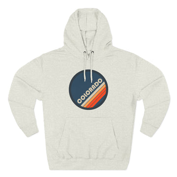 Premium Colorado Retro Circle Hoodie — Vintage 70s Striped Logo Pullover