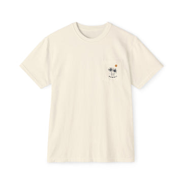 Hawaii Palm Tree Pocket Tee, Summer Coastal Vibes Top, Beach Apparel - Comfort Colors Graphic T Shirt