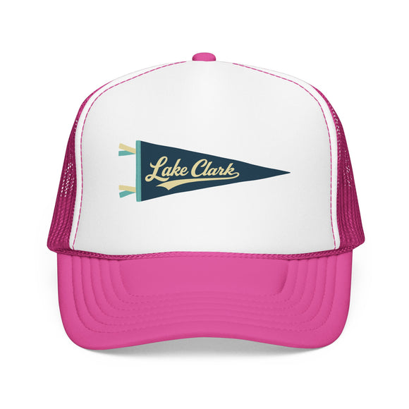 Lake Clark National Park Pennant Trucker Hat — Vintage Foam Mesh Cap