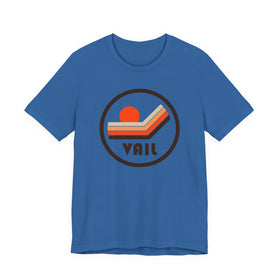 Buy columbia-blue Vail, Colorado T-Shirt - Sunset Mountain Graphic Tee