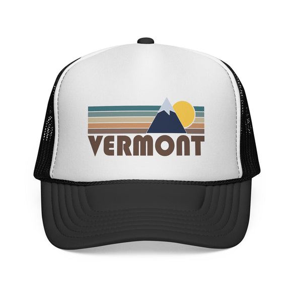 Vermont Retro Mountains Trucker Hat - Vintage Style Vermont Cap