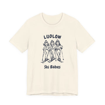 Ludlow, Vermont Ski Babes T‑Shirt — Retro Skiing Graphic Tee - 0