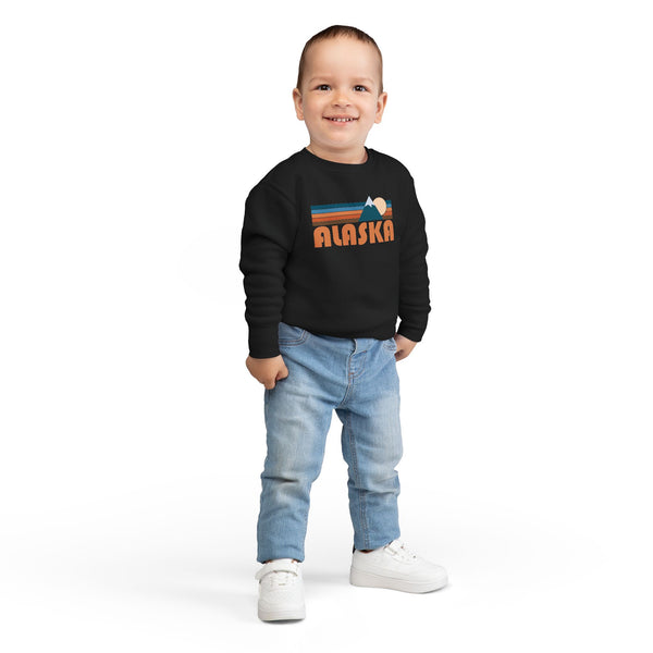 Alaska Toddler Sweatshirt - Retro Mountain Alaska Toddler Crewneck Sweatshirt