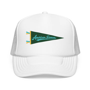 Buy white American Samoa National Park Pennant Trucker Hat — Vintage Foam Mesh Cap