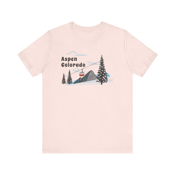 Aspen, Colorado T-Shirt - Retro Ski Mountain Gondola Unisex Aspen Shirt