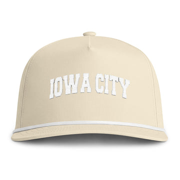 Buy ivory Iowa City, Iowa Embroidered Rope Hat - Vintage Sunwashed Rope Cap, Comfort Colors