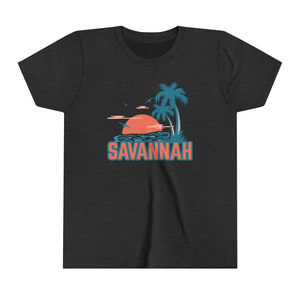 Savannah, Georgia Youth Shirt - Retro Palm Tree Savannah Kid's T-Shirt