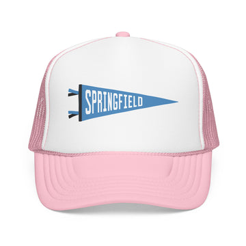 Buy light-pink-white Springfield, Illinois Pennant Trucker Hat — Retro Flag Foam Cap
