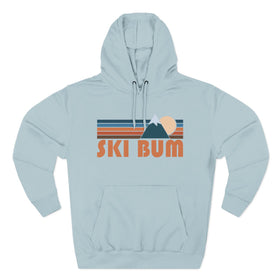 Buy blue-mist Ski Bum Hoodie - Retro Mountain Unisex Sweatshirt