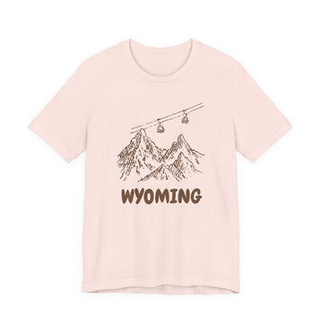 Buy soft-pink Wyoming Mountain T-Shirt — Vintage Gondola Ski Mountain Tee