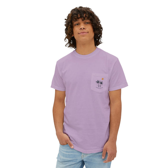 Charleston, South Carolina Palm Tree Pocket Tee, Summer Coastal Vibes Top, Beach Apparel - Comfort Colors Graphic T Shirt
