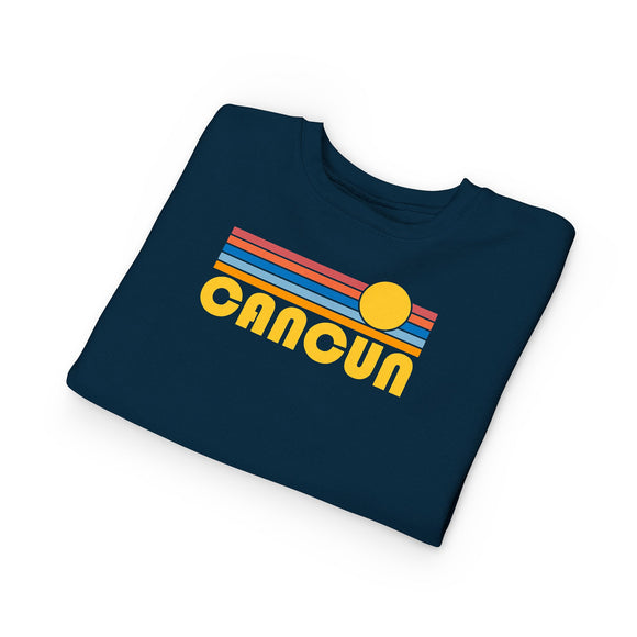 Cancun, Mexico Toddler Sweatshirt - Retro Sun Cancun Toddler Crewneck Sweatshirt