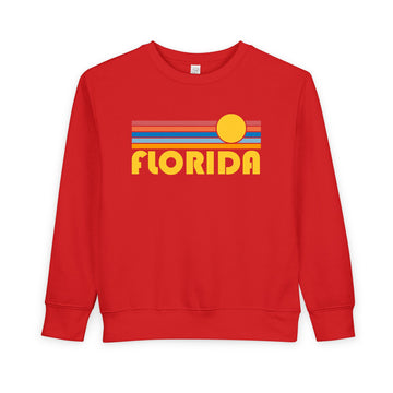 Buy red Florida Toddler Sweatshirt - Retro Sun Florida Toddler Crewneck Sweatshirt