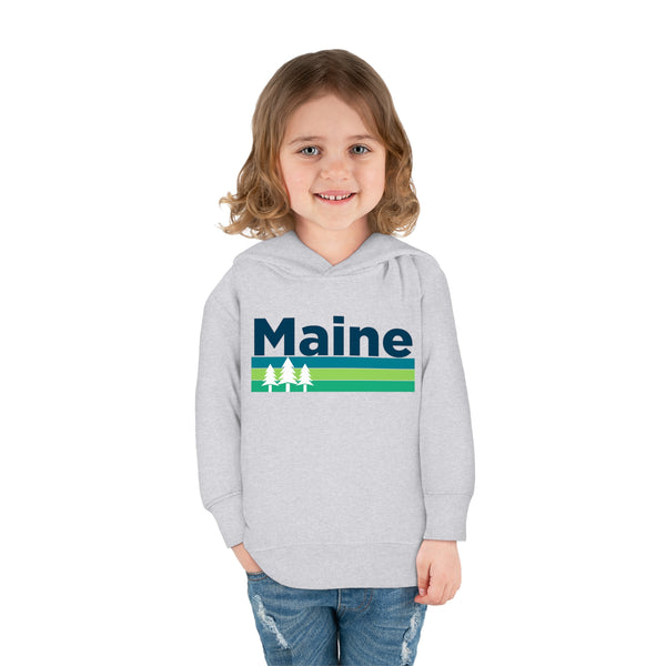 Maine Toddler Hoodie - Retro Trees Unisex Maine Toddler Sweatshirt