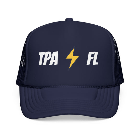 Tampa, Florida Retro Trucker Hat - Lightning Foam Cap - Lightning Black