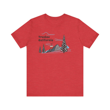 Buy heather-red Truckee, California T-Shirt - Retro Ski Mountain Gondola Unisex Truckee Shirt