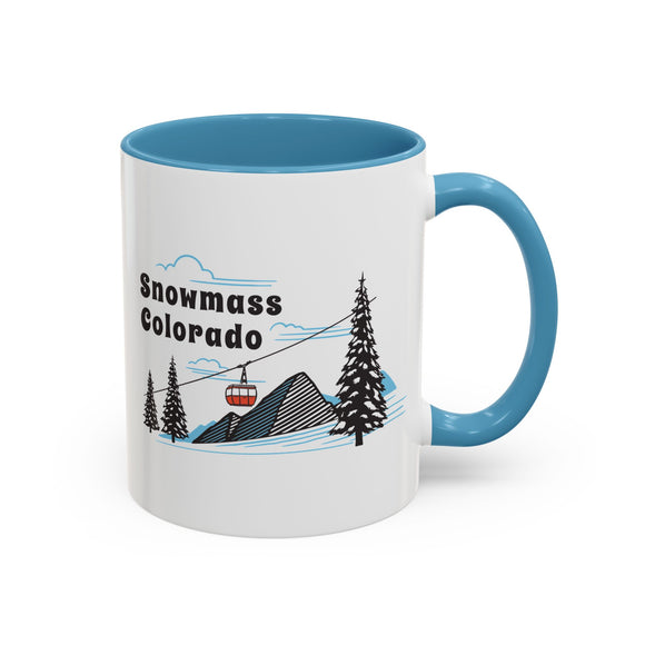 Snowmass, Colorado Retro Snow Skiing Mountain 11 oz Mug, Ski Lodge Decor Coffee Cup, Mountain Gondola  Lover Gift, Retro Skiing Mug