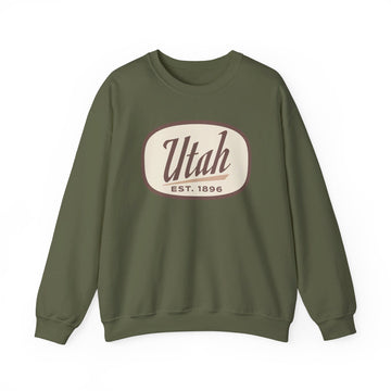 Buy military-green Utah Sweatshirt - Unisex Retro Utah Crewneck Sweatshirt
