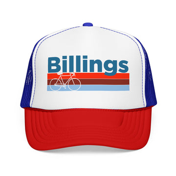 Buy red-white-royal Billings, Montana Trucker Hat - Foam Billings Bike Cap