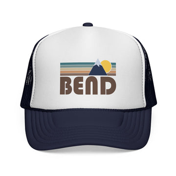 Buy dark-navy Bend, Oregon Retro Mountains Trucker Hat - Vintage Style Bend Cap