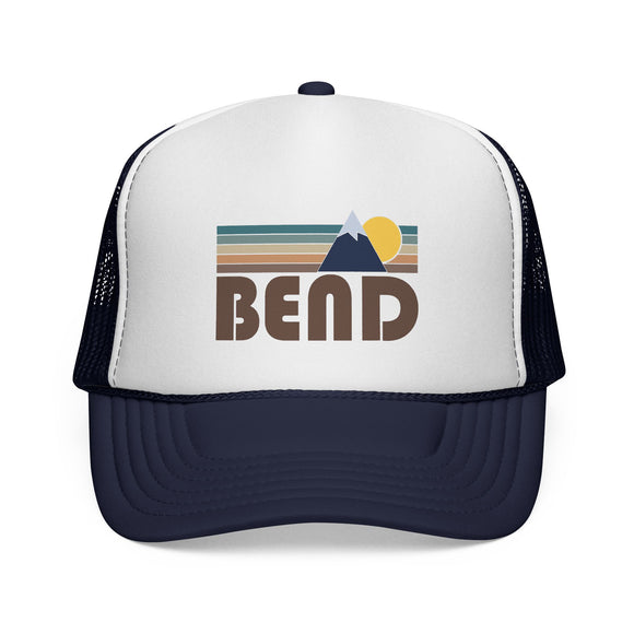 Bend, Oregon Retro Mountains Trucker Hat - Vintage Style Bend Cap