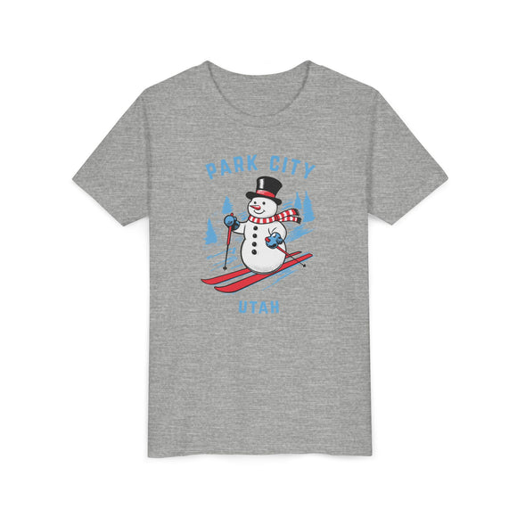 Park City, Utah Youth Skiing Snowman Tee - Kids Park City T Shirt