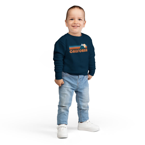 California Toddler Sweatshirt - Retro Mountain California Toddler Crewneck Sweatshirt