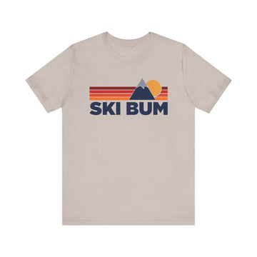 Buy heather-cool-grey Retro Ski Bum T-shirt, Mountain Tee, Vintage Ski Bum Unisex Jersey Shirt, Outdoor Hiking Apparel