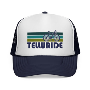 Buy dark-navy Telluride, Colorado Retro Bike Trucker Hat - Vintage Style Telluride Cap