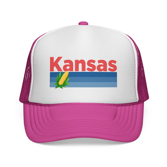 Kansas Retro Corn and Farm Trucker Hat