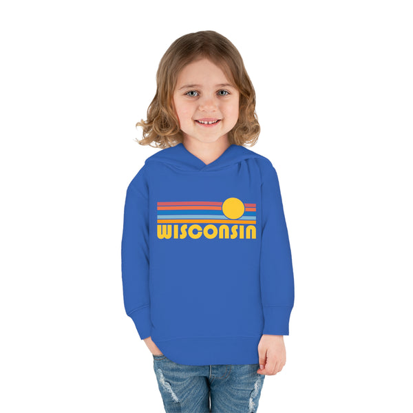 Wisconsin Toddler Hoodie - Retro Sunrise Unisex Wisconsin Toddler Sweatshirt