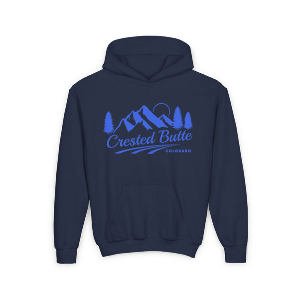Retro Crested Butte, Colorado Youth Hoodie - Mountain Crested Kids Sweatshirt, Cute Crested Butte, Colorado Children's Pullover