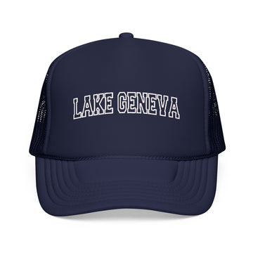 Lake Geneva, Wisconsin Trucker Hat — Vintage College Foam Mesh Lake Geneva Cap