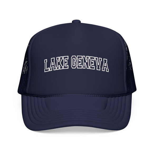 Lake Geneva, Wisconsin Trucker Hat — Vintage College Foam Mesh Lake Geneva Cap