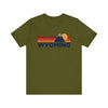 Retro Wyoming T-shirt, Mountain Tee, Vintage Wyoming Unisex Jersey Shirt, Outdoor Hiking Apparel