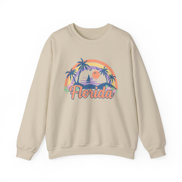 Florida Sweatshirt - Unisex Retro Beach Florida Crewneck Sweatshirt