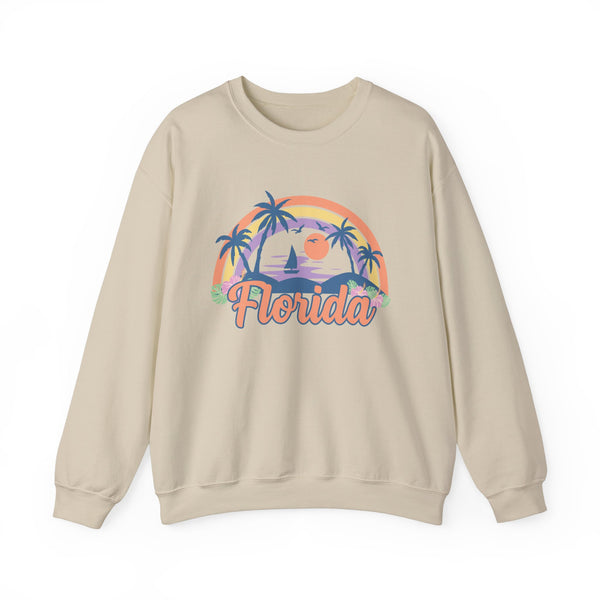 Florida Sweatshirt - Unisex Retro Beach Florida Crewneck Sweatshirt