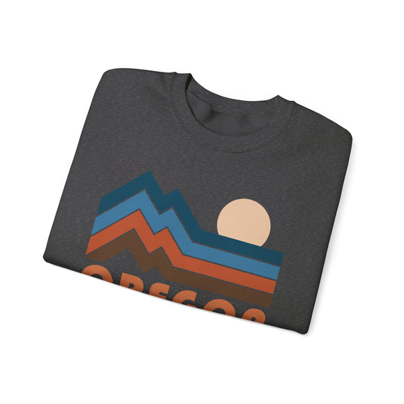 Oregon Sweatshirt Retro Mountains, Oregon Unisex Graphic Crewneck