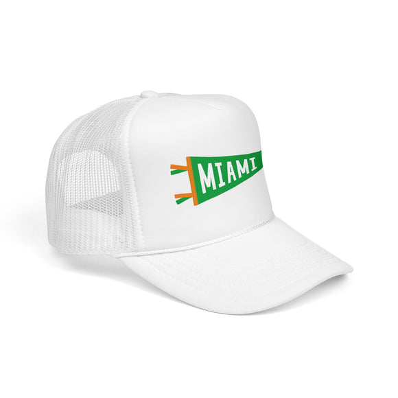Miami, Florida Pennant Trucker Hat — Retro Flag Foam Cap