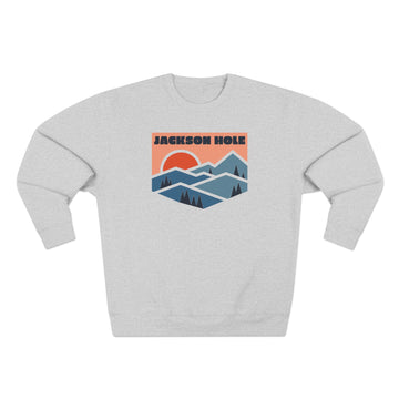 Buy heather-grey Premium Jackson Hole, Wyoming Mountain Graphic Sweatshirt