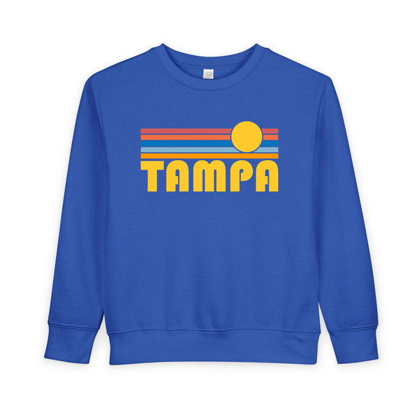 Tampa, Florida Toddler Sweatshirt - Retro Sun Tampa Toddler Crewneck Sweatshirt