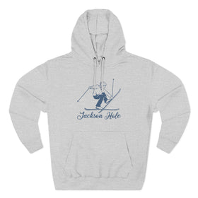 Premium Jackson Hole, Wyoming Vintage Snow Ski Hoodie - 0
