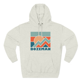 Buy oatmeal-heather Bozeman, Montana Hoodie - Retro Mountain Unisex Sweatshirt
