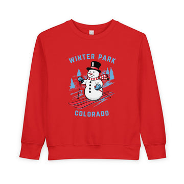 Buy red Winter Park, Colorado Toddler Sweatshirt - Skiing Snowman Winter Park Toddler Crewneck Sweatshirt