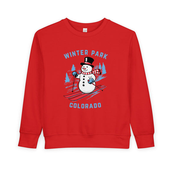 Winter Park, Colorado Toddler Sweatshirt - Skiing Snowman Winter Park Toddler Crewneck Sweatshirt