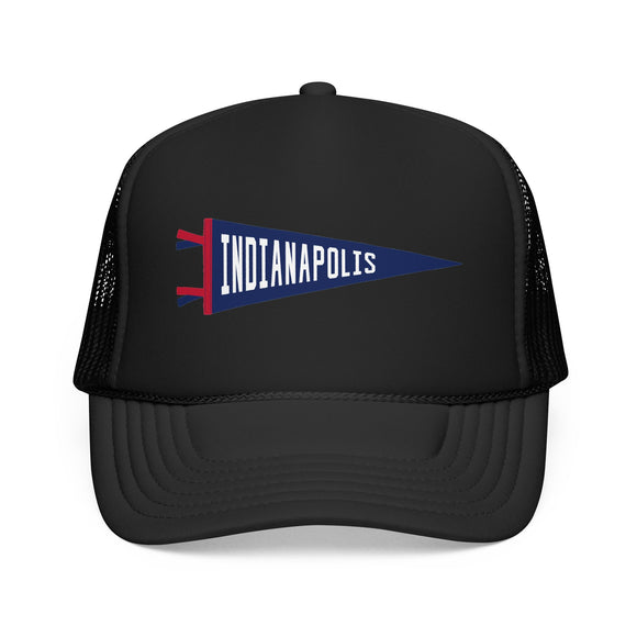 Indianapolis, Indiana Pennant Trucker Hat — Retro Flag Foam Cap